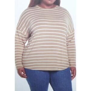 GAP Women's Soft Slub Scoop Neck Long Sleeve Tan Color T-Shirt Size XL   P